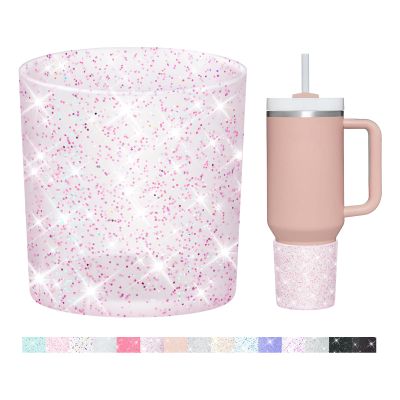 WUQID Glitter Higher Silicone Boot Compatible with Stanley Quencher H2.0 40oz 30oz 20oz & IceFlow Flip 30oz 20oz, Tumbler Cups Anti-Slip Bottom Sleeve Cover