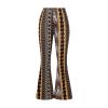 Mxiqqpltky Plus Size Flare Leggings for Women High Waist Printed Stretch Yoga Flared Pants Bodycon Hippie Pants Bell Bottoms (Brown, XL) view 3