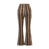 Mxiqqpltky Plus Size Flare Leggings for Women High Waist Printed Stretch Yoga Flared Pants Bodycon Hippie Pants Bell Bottoms (Brown, XL) view 4