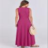 ANRABESS Women Summer Casual Sleeveless Maxi Sundress Button Fit & Flare A-Line Flowy Long Dresses 2026 Beach Outfits Hot Pink Medium view 4