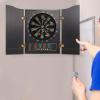 BANLICALI Dartboard Cabinet Wall-Mounted Electronic Dart Board Cabinet Set with LED Display, 16 Players Capacity Folding Dart Board for Adult (Black) view 2