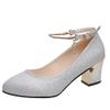 NineFit Basics Shoes Women's High Wedding Work Fashion Solid Toe Chunky Heels Heels Round Women's high Women High Heel Shoes Open Toe (Silver, 8.5) view 1