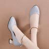 NineFit Basics Shoes Women's High Wedding Work Fashion Solid Toe Chunky Heels Heels Round Women's high Women High Heel Shoes Open Toe (Silver, 8.5) view 3