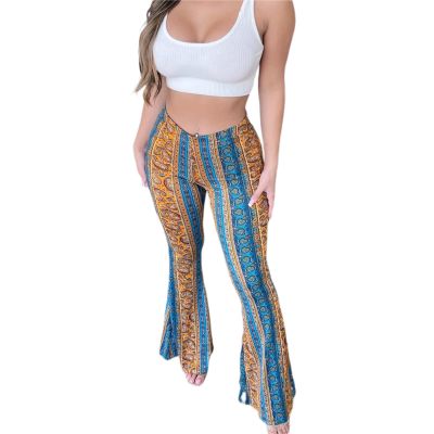 Mxiqqpltky Plus Size Flare Leggings for Women High Waist Printed Stretch Yoga Flared Pants Bodycon Hippie Pants Bell Bottoms (Yellow, M)