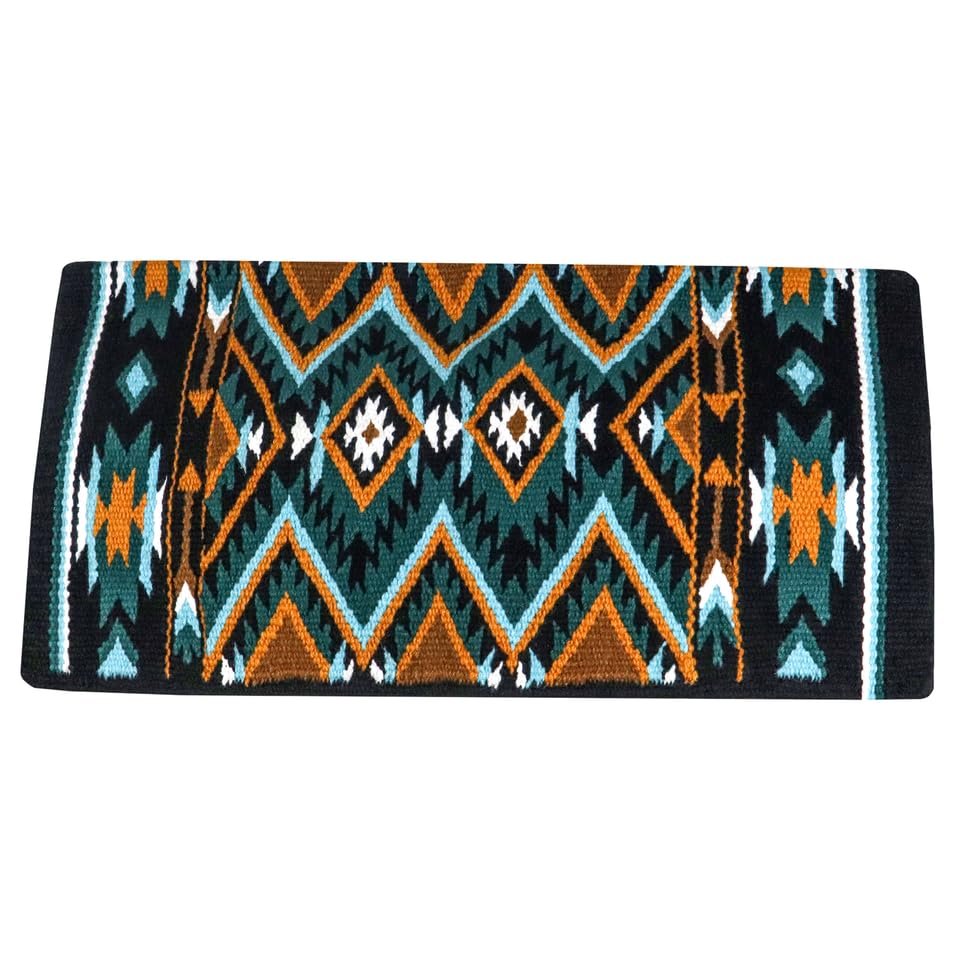 EQUIGEAR Western Ranch Horse Saddle Blanket New Zealand Wool Western Design Handmade Saddle Blanket Top Wool Pad Sensor Flex (Customization Available) ZB-028 (34" x 42")