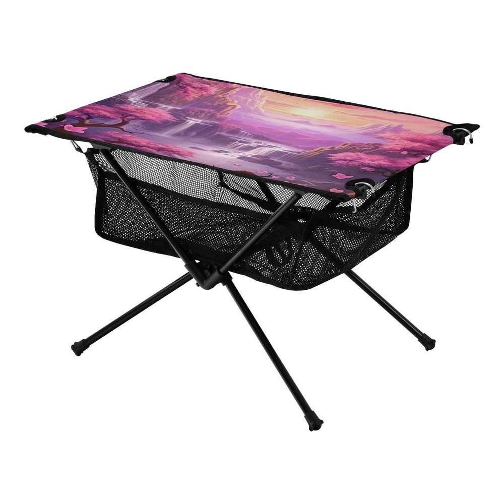 SDMKA Pretty Waterfall Outdoor Folding Table for Camping, Beach & Picnic Portable, Easy-to-Carry Camping Side Table with Durable Bag for BBQ, Camp Use