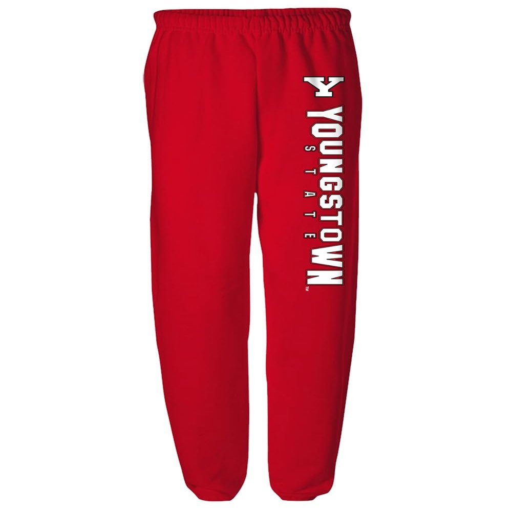 Youngstown State University Officially Licensed Apparel - Team Color Jogger Sweatpants, Red, Small