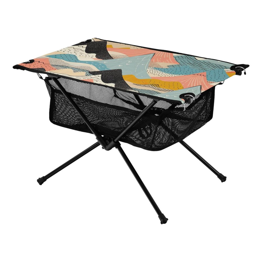 SDMKA Mountains Abstract Pattern Outdoor Folding Table for Camping, Beach & Picnic  Portable, Easy-to-Carry Camping Side Table with Durable Bag for BBQ, Camp Use