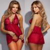 Zzalalana Womens Sexy Garter Belt Lingerie Underwire Bra and Panty Set Lace Strappy Exotic Lingerie Set Push Up Sluttly Underwear Sleepwear for Women Naughty for Sex Play A283 Red view 4