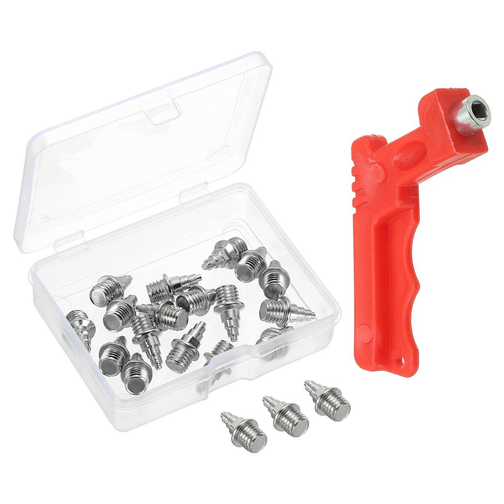 PATIKIL 1/4 Inch Track Spikes,16 Pack Steel Sports Shoes Track Spikes Replacement Spikes with Spike Wrench for Field Track Short Running Jumping Sprint Sports, Silver