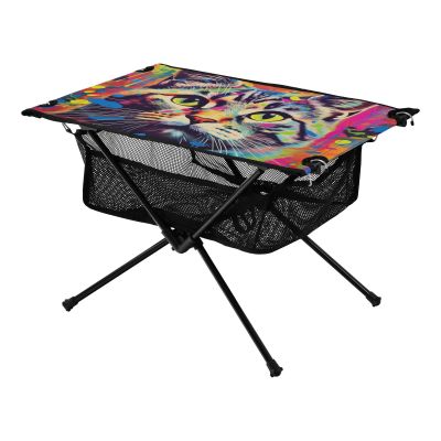 SDMKA Colorful Painted Cat Outdoor Folding Table for Camping, Beach & Picnic  Portable, Easy-to-Carry Camping Side Table with Durable Bag for BBQ, Camp Use