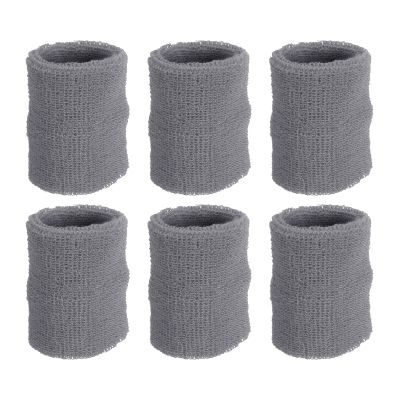 PATIKIL Sports Wristbands 8x10cm, 6 Pack Athletic Cotton Terry Cloth Absorbent Wrist Sweatband for Tennis Basketball Working Out Running, Gray