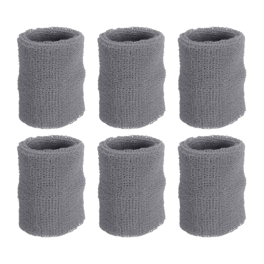 PATIKIL Sports Wristbands 8x10cm, 6 Pack Athletic Cotton Terry Cloth Absorbent Wrist Sweatband for Tennis Basketball Working Out Running, Gray