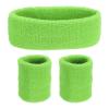 PATIKIL Sports Wristbands Headband Set, 8x8cm Cotton Terry Cloth Athletic Absorbent Sweatband 20x5cm Headband for Tennis Basketball Running, Light Green (1 Headband & 2 Wristbands) view 1