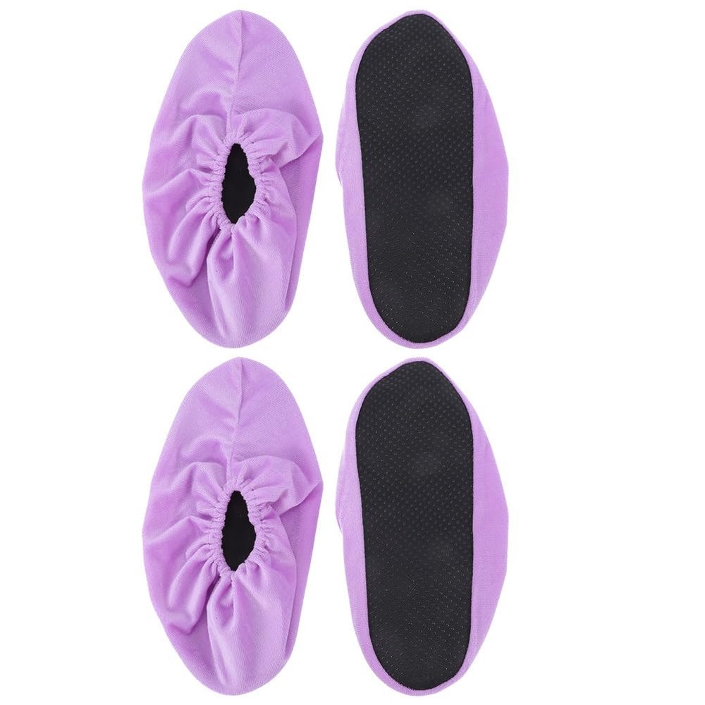 KOMBIUDA Bowling Shoe Covers for Women 2 Pairs Non-Slip Lightweight Elastic Shoe Protectors with Thickened Lint Material for Indoor Bowling Practice and Sports Accessories