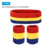 PATIKIL Sports Wristbands Headband Set, 7x8cm Cotton Terry Cloth Athletic Absorbent Sweatband 18x6cm Headband for Tennis Basketball Running, Red Yellow Blue (1 Headband & 2 Wristbands) view 3