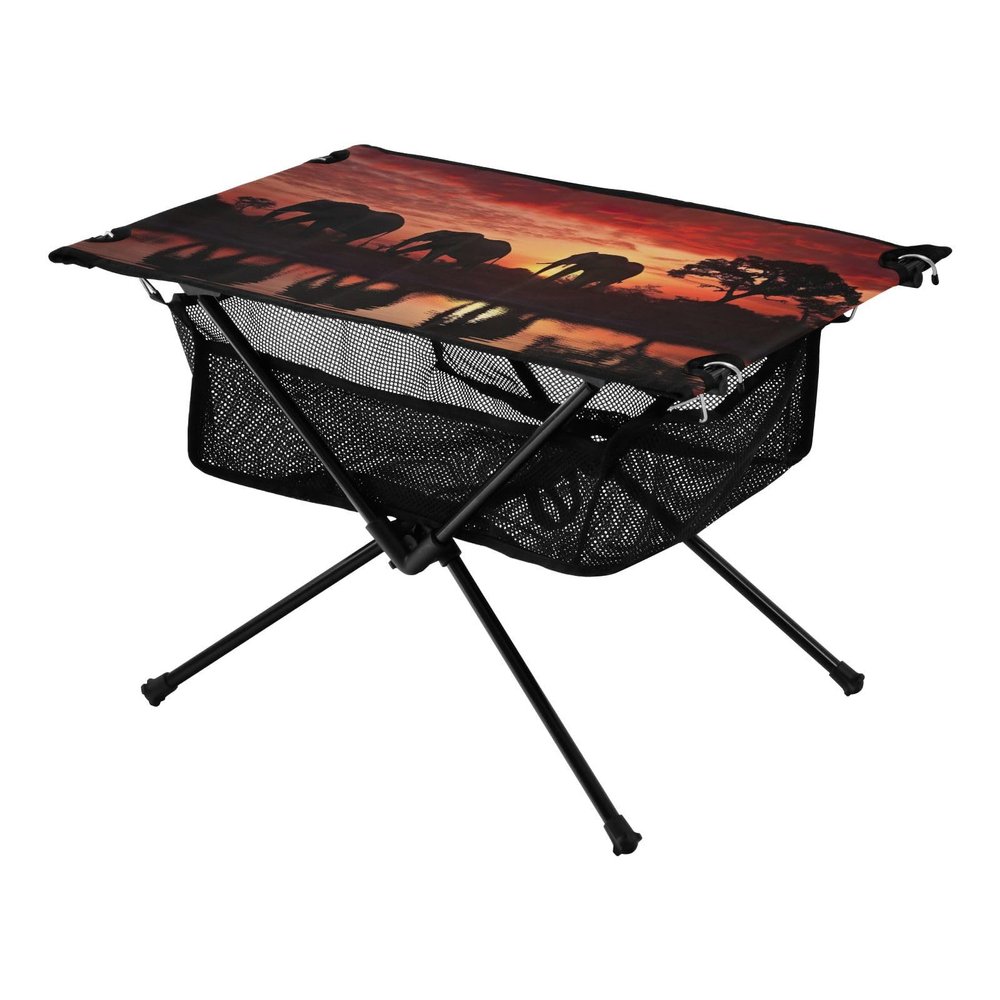 SDMKA Elephants Silhouetted Outdoor Folding Table for Camping, Beach & Picnic  Portable, Easy-to-Carry Camping Side Table with Durable Bag for BBQ, Camp Use