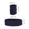 PATIKIL Sports Wristbands Headband Set, 8x8cm Cotton Terry Cloth Athletic Absorbent Sweatband 20x5cm Headband for Tennis Basketball Running, Navy Blue (1 Headband & 2 Wristbands) view 2