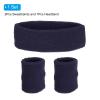 PATIKIL Sports Wristbands Headband Set, 8x8cm Cotton Terry Cloth Athletic Absorbent Sweatband 20x5cm Headband for Tennis Basketball Running, Navy Blue (1 Headband & 2 Wristbands) view 3