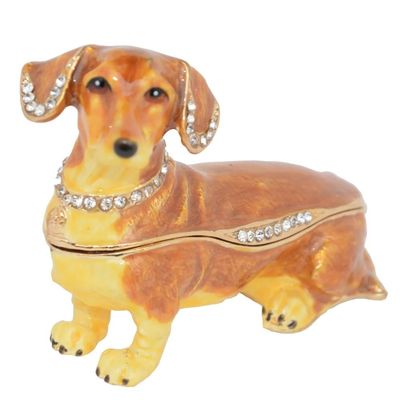 LiuliuBull Dachshund Dog Trinket Jewelry Box, Animal Figurines Decoration, Birthday Gifts