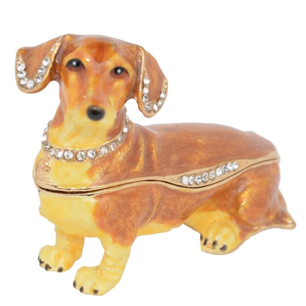 LiuliuBull Dachshund Dog Trinket Jewelry Box, Animal Figurines Decoration, Birthday Gifts
