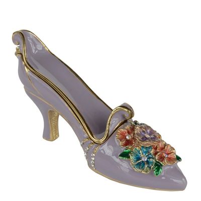 LiuliuBull Enamel Trinket & Jewelry Box with Crystals Bejeweled Ladies High Heel Shoe Design (Color : Purple)