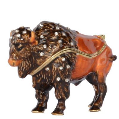 LiuliuBull Trinket Box for Wild Animal Decoration, American Bison, Jewelry Container for Ring Necklace Earring