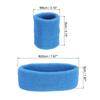 PATIKIL Sports Wristbands Headband Set, 8x8cm Cotton Terry Cloth Athletic Absorbent Sweatband 20x5cm Headband for Tennis Basketball Running, Sky Blue (1 Headband & 2 Wristbands) view 2