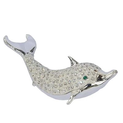 LiuliuBull Dolphin Trinket & Jewelry Box, Nautical Decor Ring Box, Christmas Gift Box (Color : Silver)