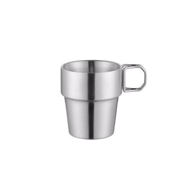 PEKJI 300ml Stainless Steel Cup with Foldable Handle Outdoor Camping Cup Metal Beer Mug Double-Layer Insulated Coffee Cup