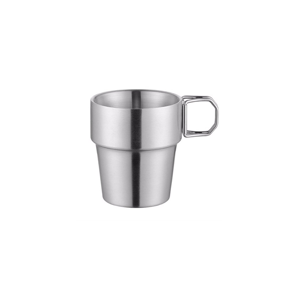 PEKJI 300ml Stainless Steel Cup with Foldable Handle Outdoor Camping Cup Metal Beer Mug Double-Layer Insulated Coffee Cup