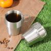 PEKJI 300ml Stainless Steel Cup with Foldable Handle Outdoor Camping Cup Metal Beer Mug Double-Layer Insulated Coffee Cup view 3