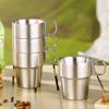 PEKJI 300ml Stainless Steel Cup with Foldable Handle Outdoor Camping Cup Metal Beer Mug Double-Layer Insulated Coffee Cup view 4