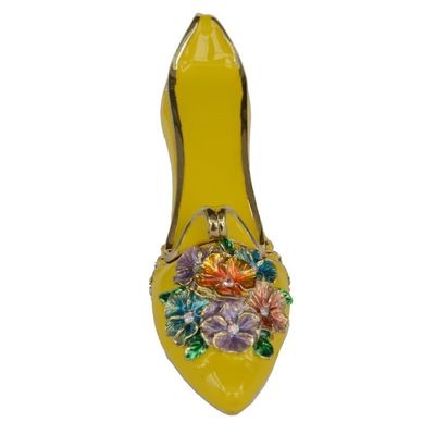 LiuliuBull Enamel Trinket & Jewelry Box with Crystals Bejeweled Ladies High Heel Shoe Design (Color : yellow)