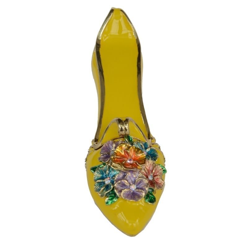 LiuliuBull Enamel Trinket & Jewelry Box with Crystals Bejeweled Ladies High Heel Shoe Design (Color : yellow)