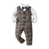 Fashion Baby Birthday Clothes Set Toddler Boys Long Sleeve T Shirt Tops Plaid Vest Coat Pants Kids Gentleman Suit view 1