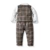 Fashion Baby Birthday Clothes Set Toddler Boys Long Sleeve T Shirt Tops Plaid Vest Coat Pants Kids Gentleman Suit view 2