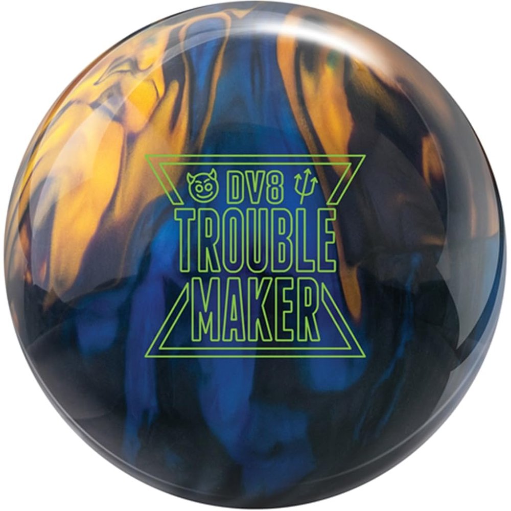 DV8 PRE-DRILLED Trouble Maker Pearl Bowling Ball - Blue/Black/Gold 13lbs