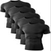 Dalavch 5 Pack Mens Compression Shirts Short Sleeve Cool Dry Sports Athletic Workout Base Layer Undershirt T-Shirt Tops 5 Black Medium