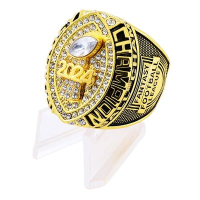 guancrown 2024 Fantasy Football Championship Trophy Ring Award Prize Sports Winner FFL Champion Ring (size 11, Clear stones)
