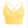 Design by Olivia Women's Seamless Padded Workout Sports Bra Cami Cropped Yoga Tank Top with Adjustable Straps Cream Yellow SM view 1