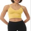 Design by Olivia Women's Seamless Padded Workout Sports Bra Cami Cropped Yoga Tank Top with Adjustable Straps Cream Yellow SM view 2