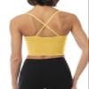 Design by Olivia Women's Seamless Padded Workout Sports Bra Cami Cropped Yoga Tank Top with Adjustable Straps Cream Yellow SM view 4