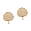 Ciieeo 2pcs Handmade Straw Cattail Leaf Fan Portable Handheld Outdoor Fan for Summer Home Walk view 1