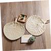 Ciieeo 2pcs Handmade Straw Cattail Leaf Fan Portable Handheld Outdoor Fan for Summer Home Walk view 4