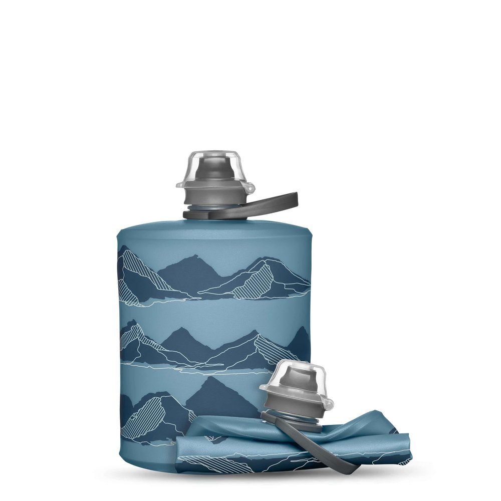 HydraPak Stow Collapsible Water Bottle 500ml Ultralight, Leak-Proof, BPA-Free, Filter Compatible Travel & Hiking Flask - MTN Tahoe Blue