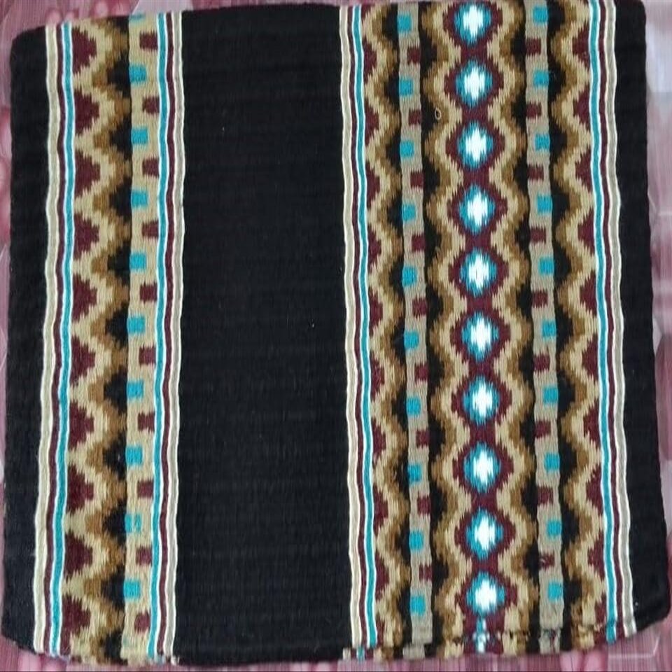 EQUIGEAR Western Ranch Horse Saddle Blanket New Zealand Wool Western Design Handmade Saddle Blanket Top Wool Pad Sensor Flex (Customization Available) ZB-049 (34" x 36")