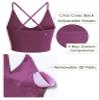 Design by Olivia Women's Seamless Padded Workout Sports Bra Cami Cropped Yoga Tank Top with Adjustable Straps Plum SM view 4