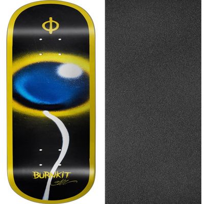 Burnkit Skateboards Materialize Black/Yellow Skateboard Deck - 8.375" x 32.125" with Black Magic Skateboard Griptape Black - Bundle of 2 Items