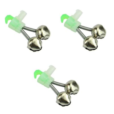 30 Pcs Fishing Twin Bells Ring Chime Fishing Bells for Rods Clip on Trekking Poles Holders Rattle Stainless Steel